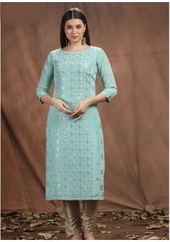 Teal Chicken Designer Kurti